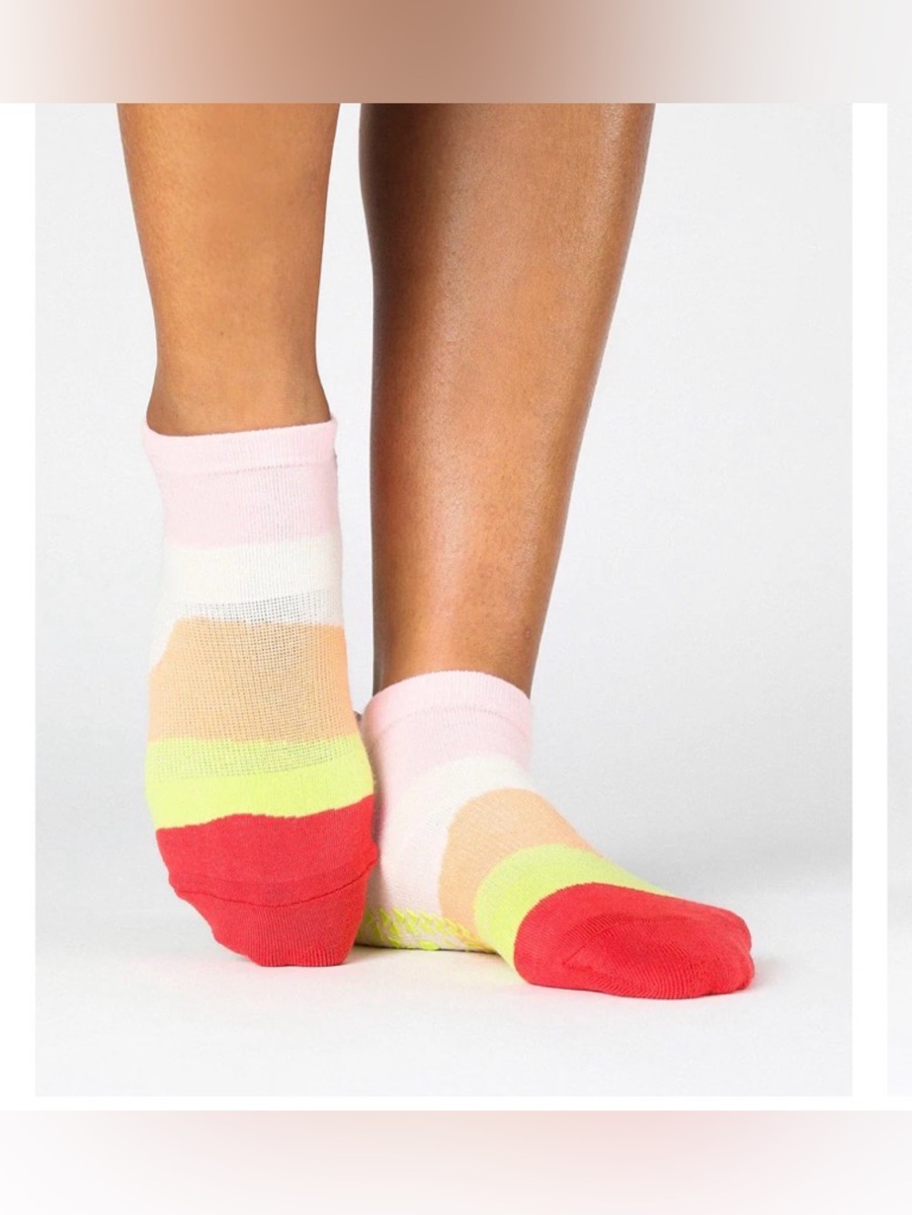 Pointe Studio Full Foot Grip Socks, Layered Stripe Grip Sock Collection M/L 8-10